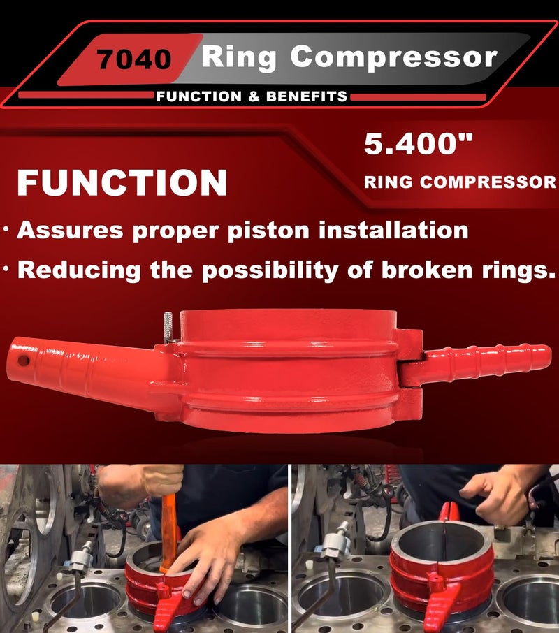 Camoo 7040 Piston Ring Compressor 5.4" Bore Remover Installer Tool For Cummins ISX QSX 15 & Caterpillar 3400, 3406, 3408, C15, Replace for PT-7040 - Image 5